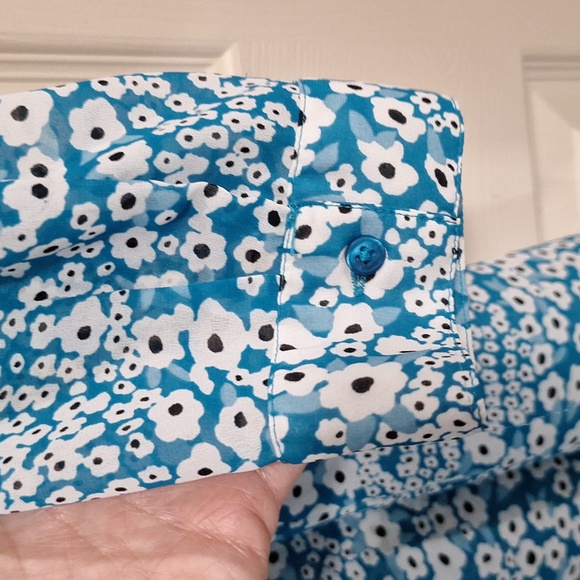 Caffe Marrahesh chiffon quarter pullover tunic shirt ¾ sleeve - L - blue - Picture 6 of 10